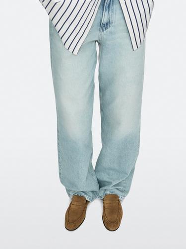 Zara Soft split leather loafers - taupe brown - Image 0