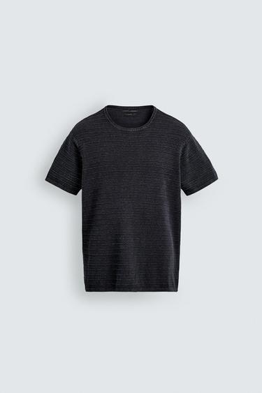 WASHED TEXTURED KNIT T-SHIRT - Indigo by Zara