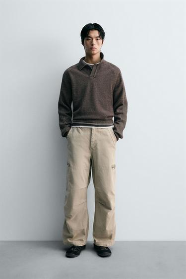 Zara 降落傘工裝長褲 - 灰色