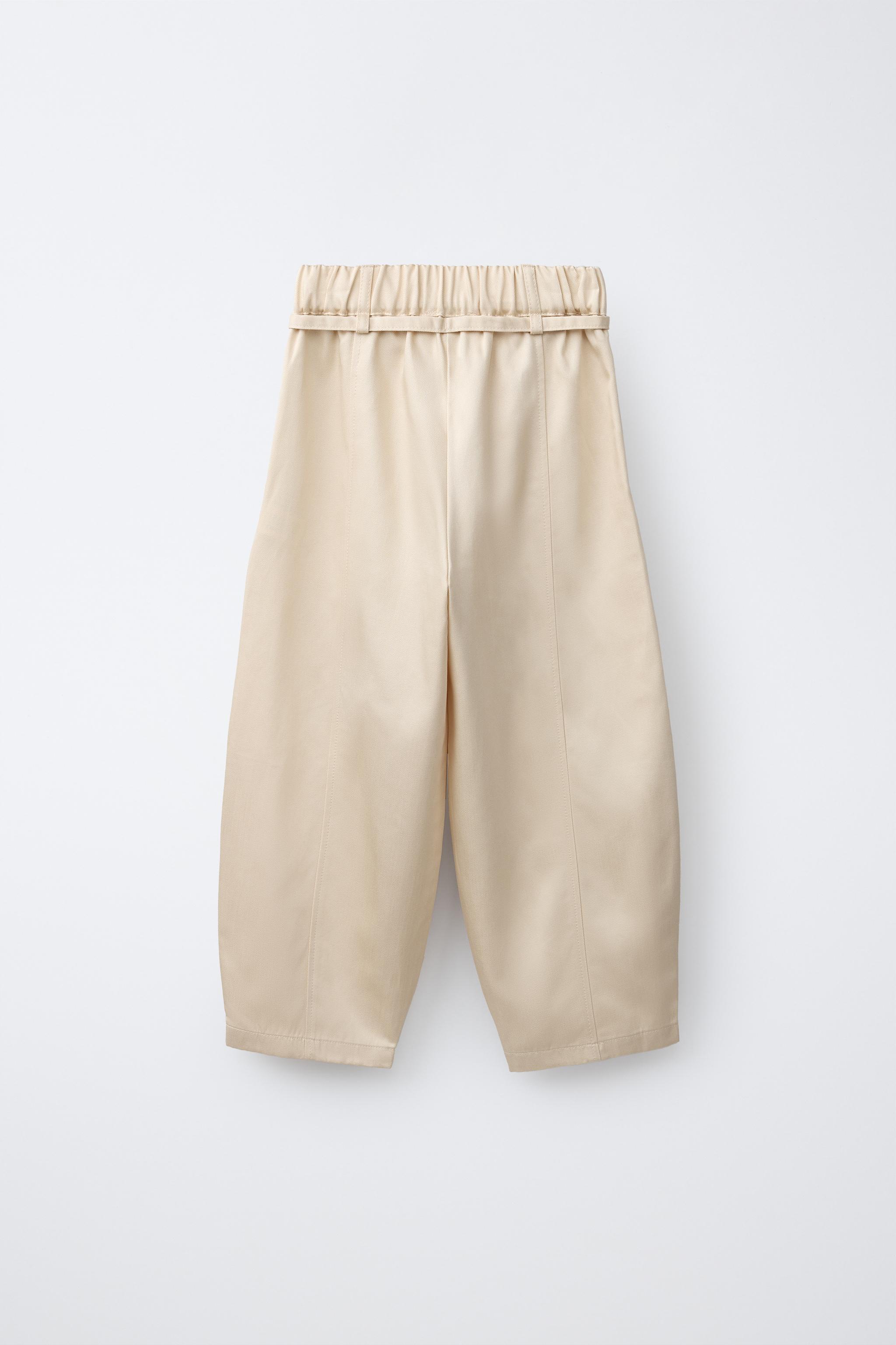 BARREL PANTS WITH POCKETS — Light beige