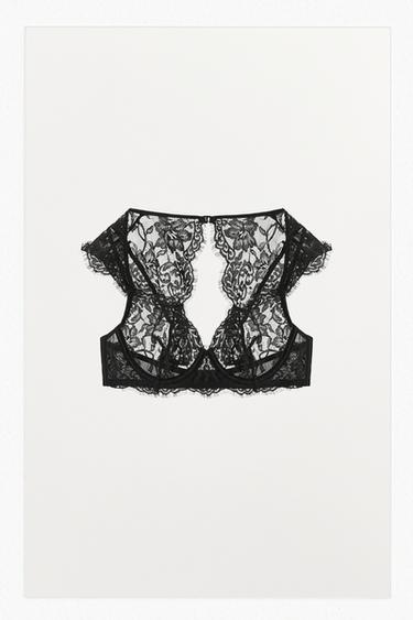 UNDERWIRED LACE BRA WITH SLEEVES - Black by Zara