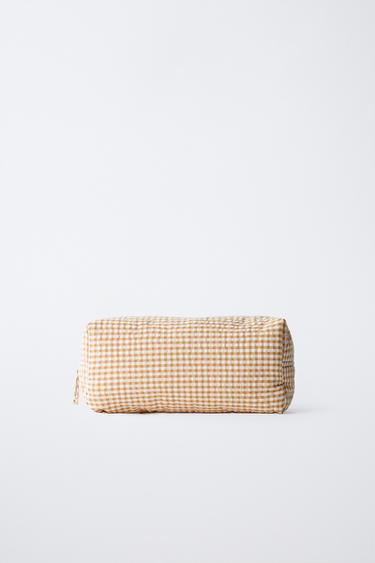 Zara GINGHAM TOILETRY BAG - Mustard
