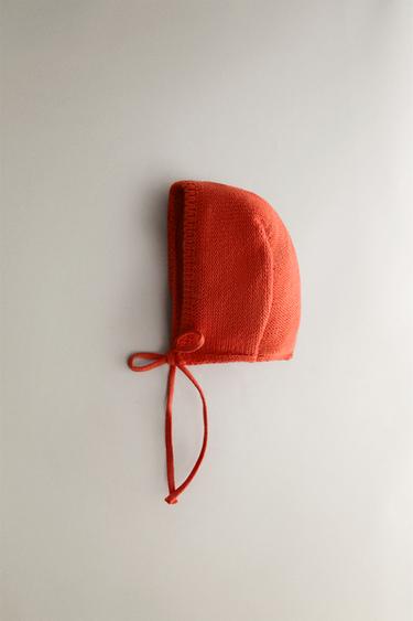 KNIT BABY BONNET - Red by Zara - Image 1