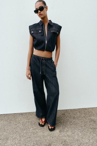 Z1975 MID-WAIST WIDE-LEG JOGGER JEANS - Blue by Zara