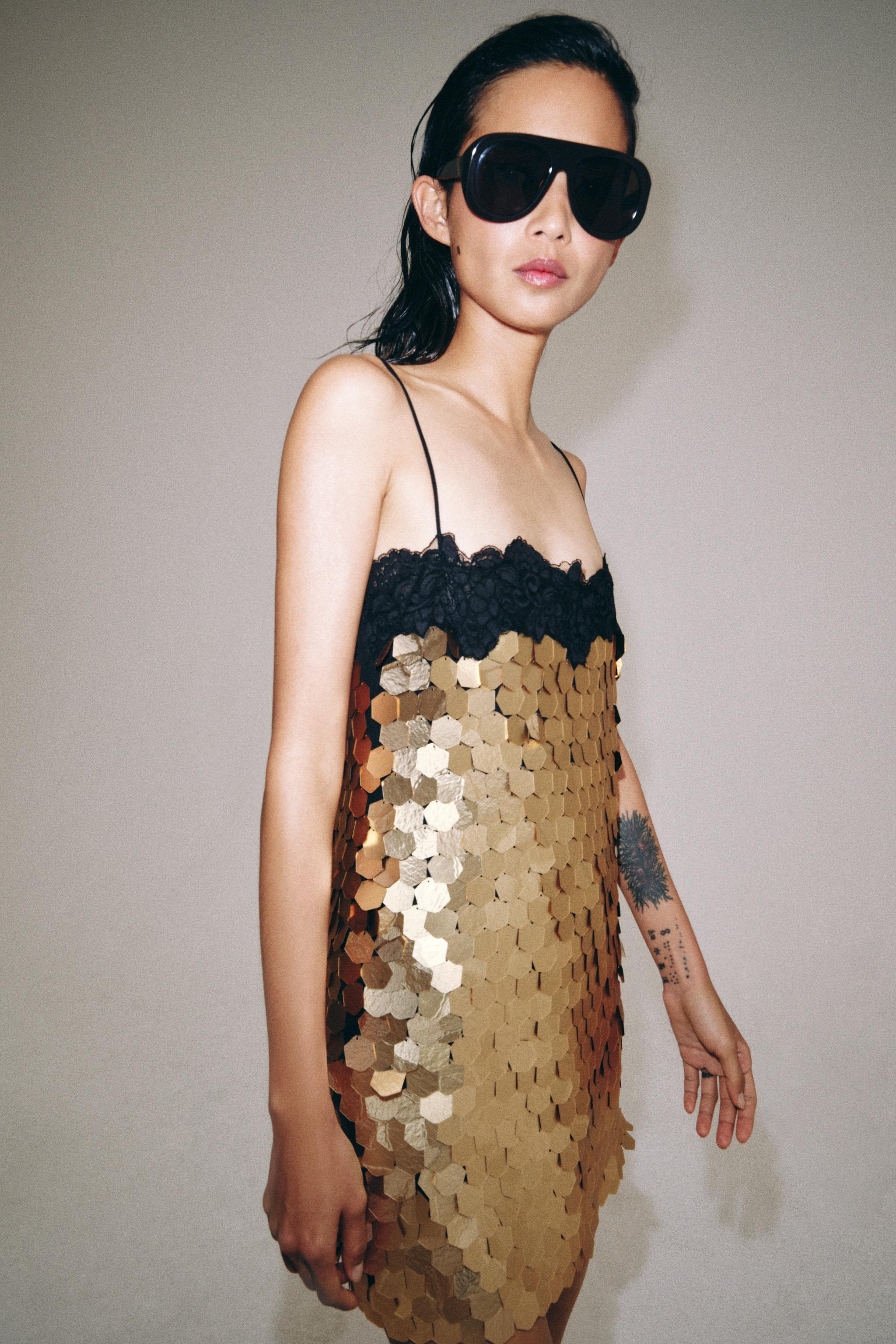 ZW COLLECTION SEQUIN MINI DRESS - Golden | ZARA India