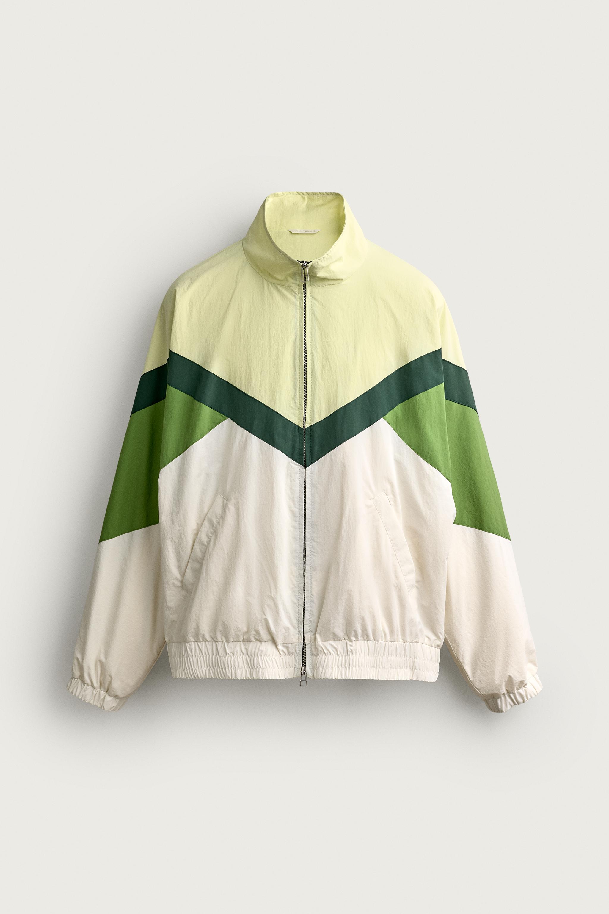 COLOR BLOCK TECHNICAL JACKET — Green / Ecru