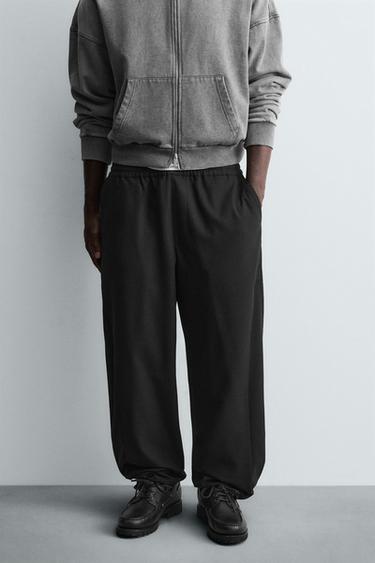 TEXTURED RELAXED FIT TROUSERS - Black by Zara