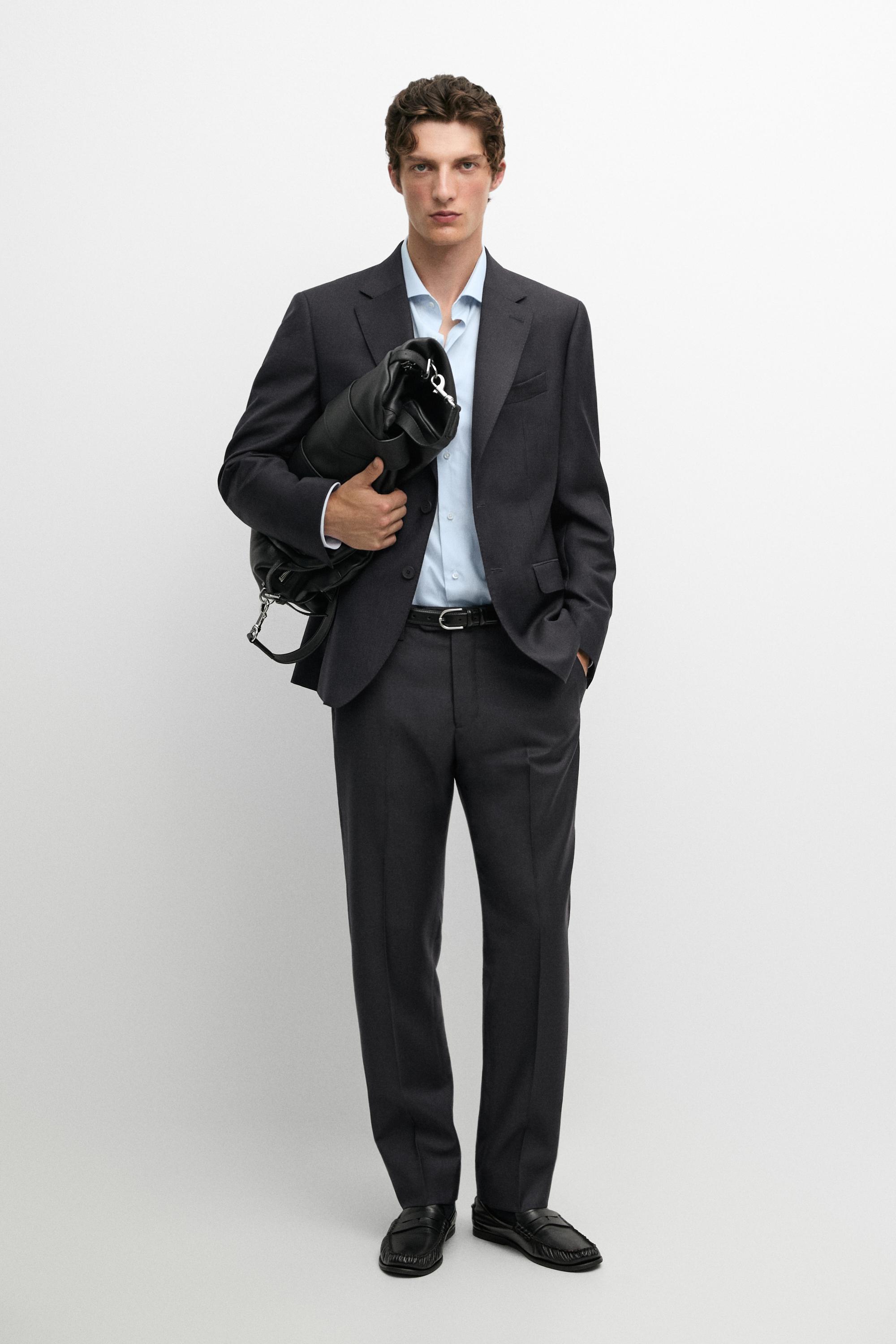 100% wool suit pants — Navy blue