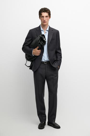 Zara 100% wool suit pants - Navy blue - Image 0