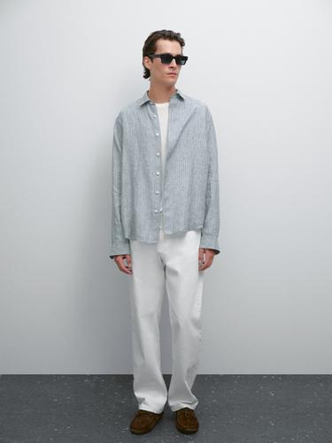 Chemise à rayures regular fit - Bleu roi de Zara - Image 0