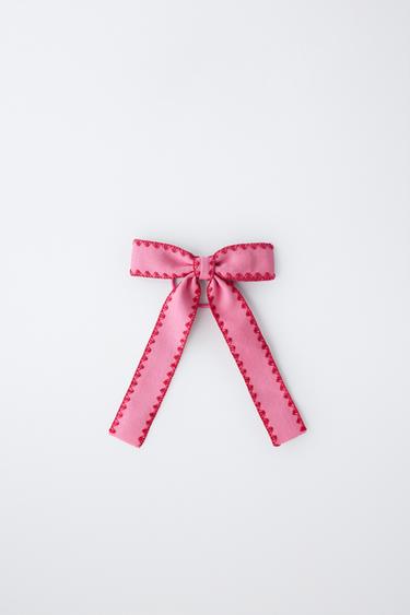 SCRUNCHIE WITH CONTRAST TRIM BOW - Pink by Zara