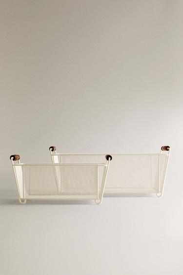METAL BASKET WITH HANDLE - Cream by Zara