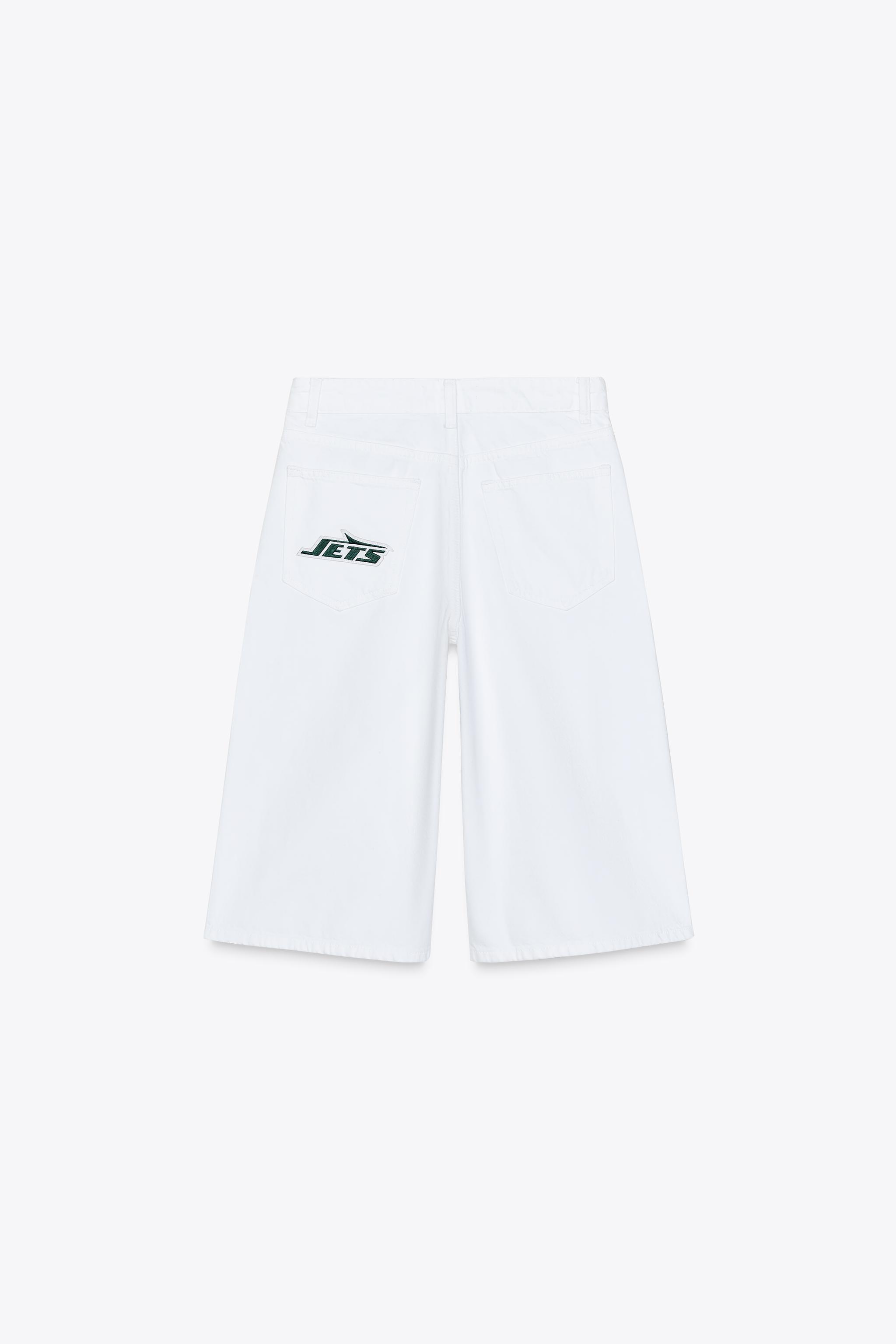 NFL JETS バギーフィット デニムバミューダショーツ - ホワイト NFL JETS バギーフィット デニムバミューダショーツ - ホワイト