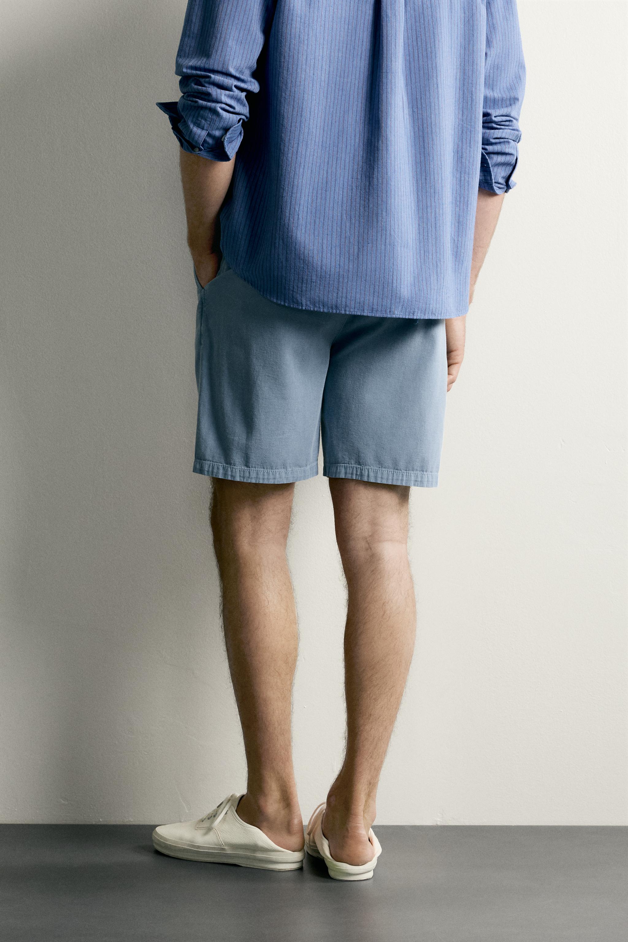 Мужские шорты Zara WASHED REGULAR FIT SHORTS — фото 3
