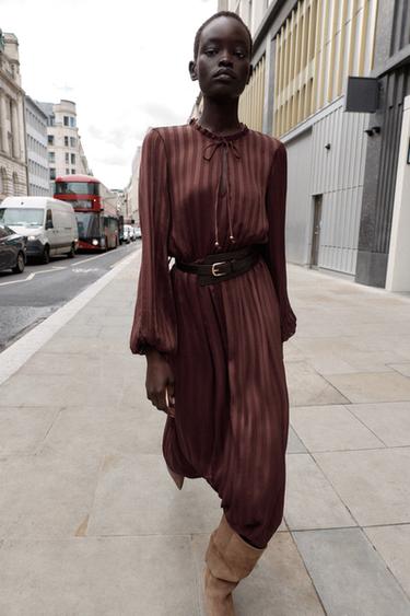 MIDI DRESS WITH BELT - Brick by Zara - Image 0