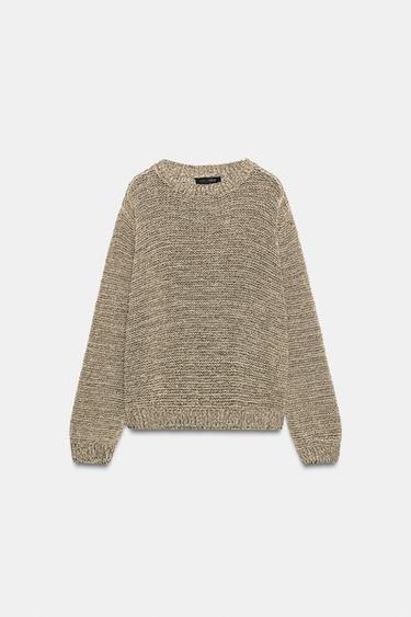 METALLIC THREAD KNIT JUMPER - Black gold by Zara - Image 8