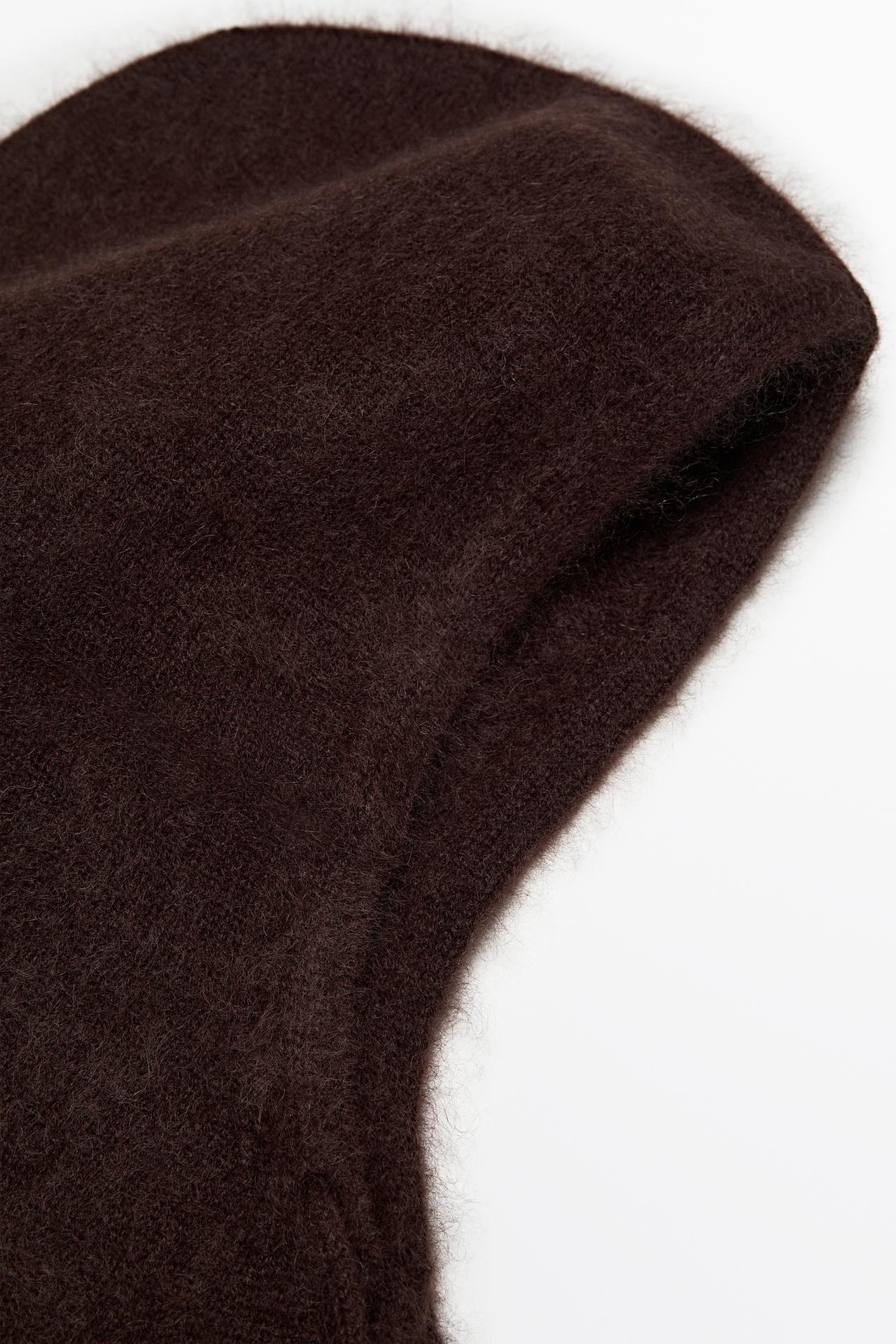 100% cashmere drawstring knit balaclava — Eggplant