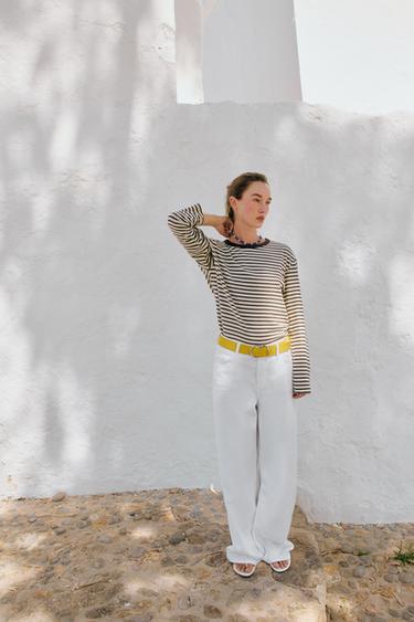 ΡΙΓΕ ΜΑΚΡΥΜΑΝΙΚΗ ΜΠΛΟΥΖΑ - Brown Stripes του Zara - Εικόνα 0