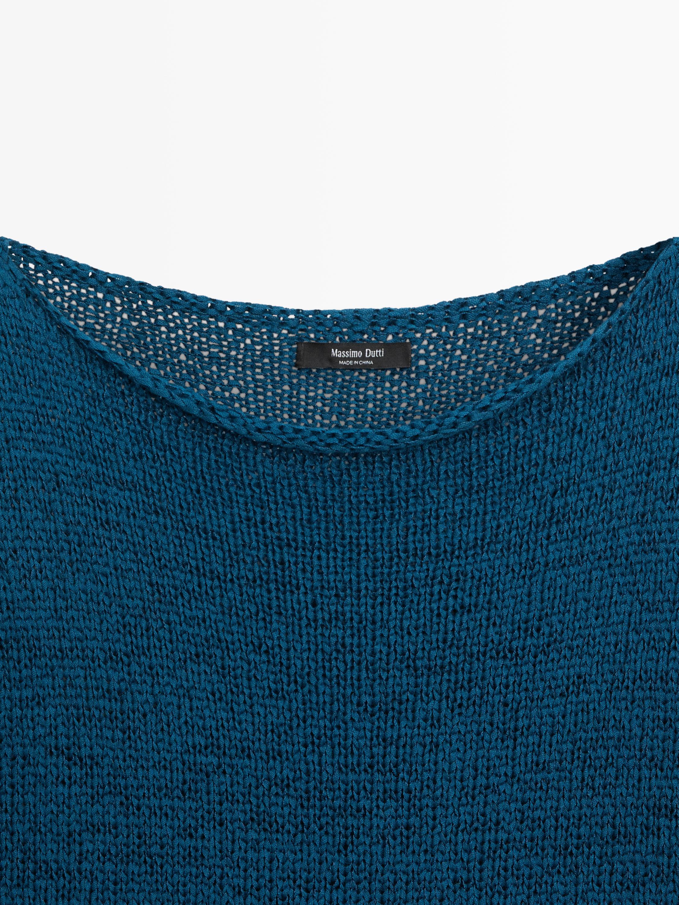 Pull en maille ajourée de coton mélang