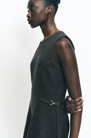 SOFT MINI DRESS WITH BUCKLES - Grey by Zara