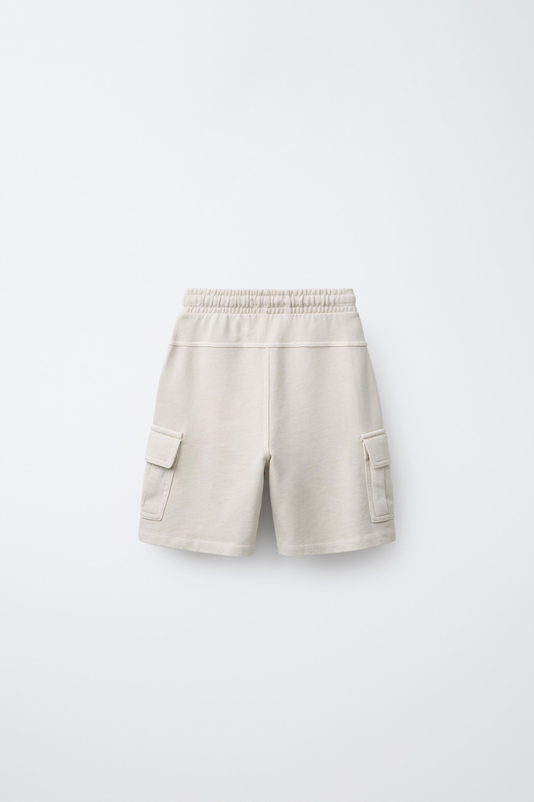 GARMENT DYE CARGO SHORTS WITH LABEL - Washed green | ZARA