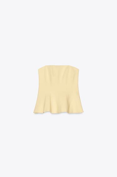 PEPLUM BANDEAU TOP - Yellow by Zara
