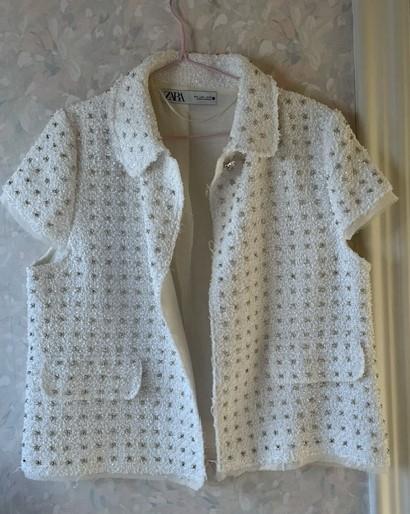 ZW COLLECTION TEXTURED JACKET WITH RHINESTONES - Image 2
