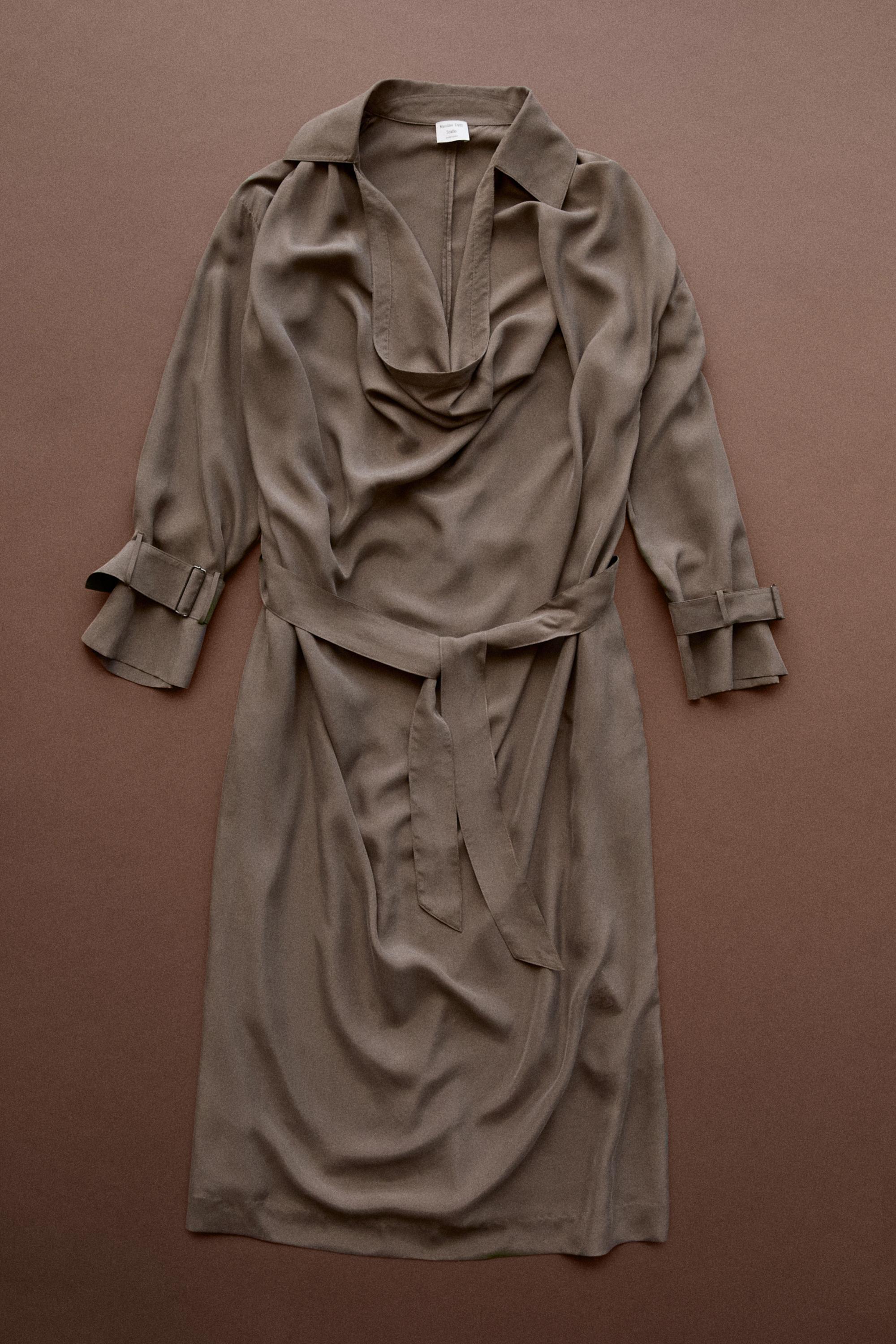 Draped neckline trench dress - STUDIO — Earth