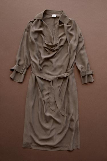 Draped neckline trench dress - STUDIO — Earth 1