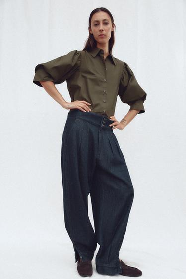 ZW COLLECTION POPLIN SHIRT - Khaki by Zara