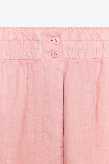 100% LINEN SHORTS ZW COLLECTION - Pink by Zara - Image 7