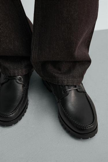 LEATHER DECK SHOES - Black by Zara - Image 2