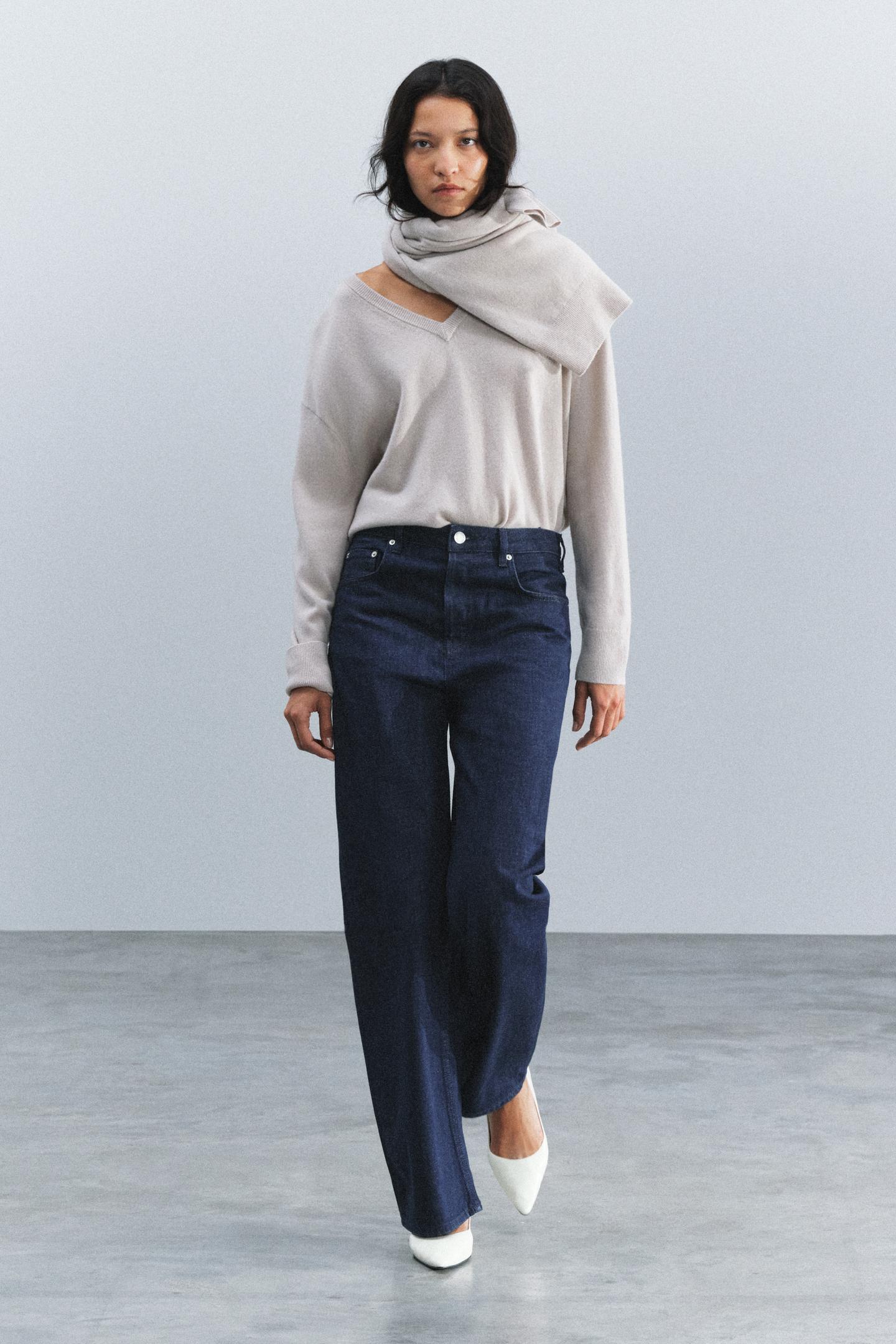 Женские джинсы Zara ZW Collection High-Rise Straight Fit, цвет: Синий