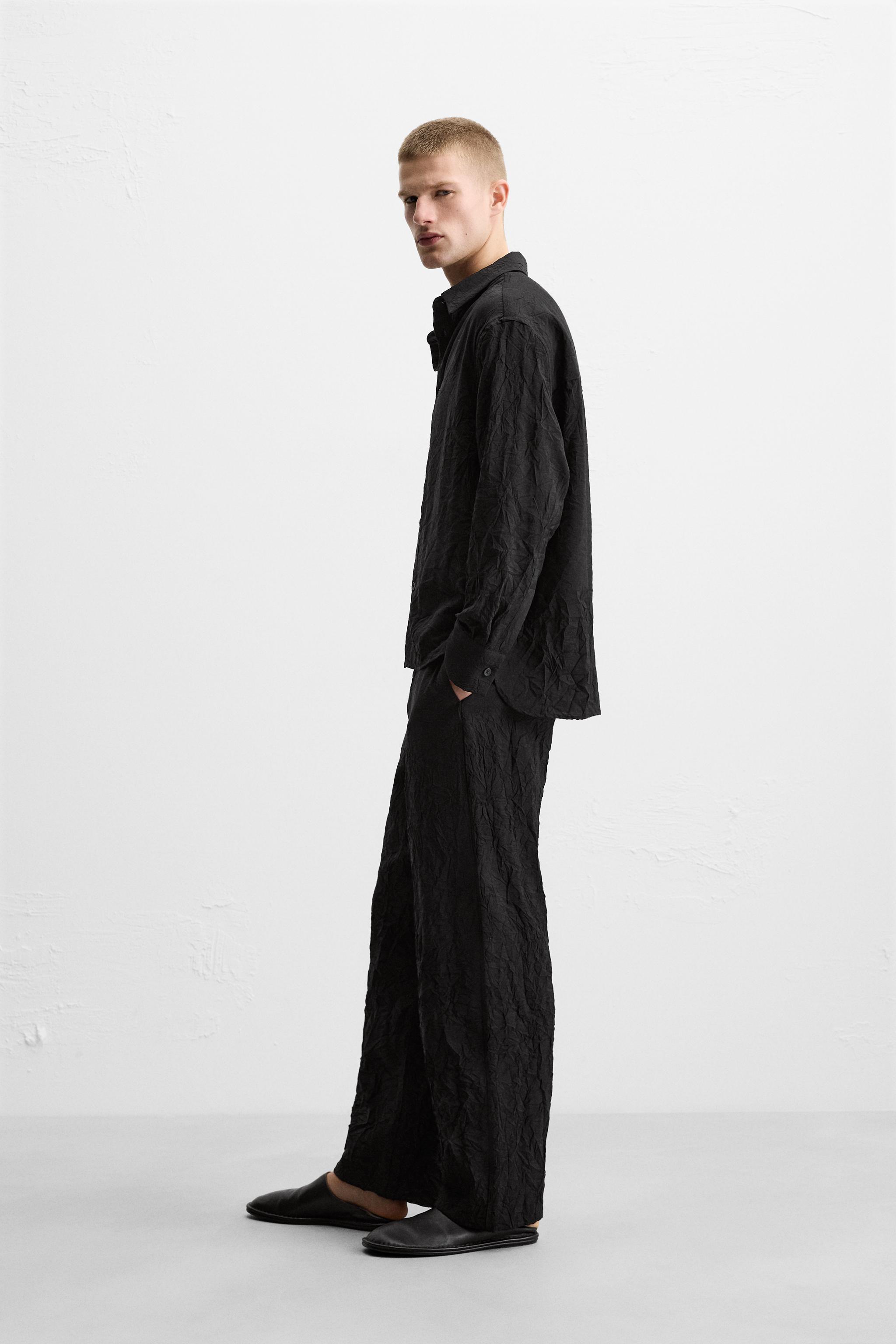 しわ加工入りパンツ - ブラック | ZARA Japan / 日本