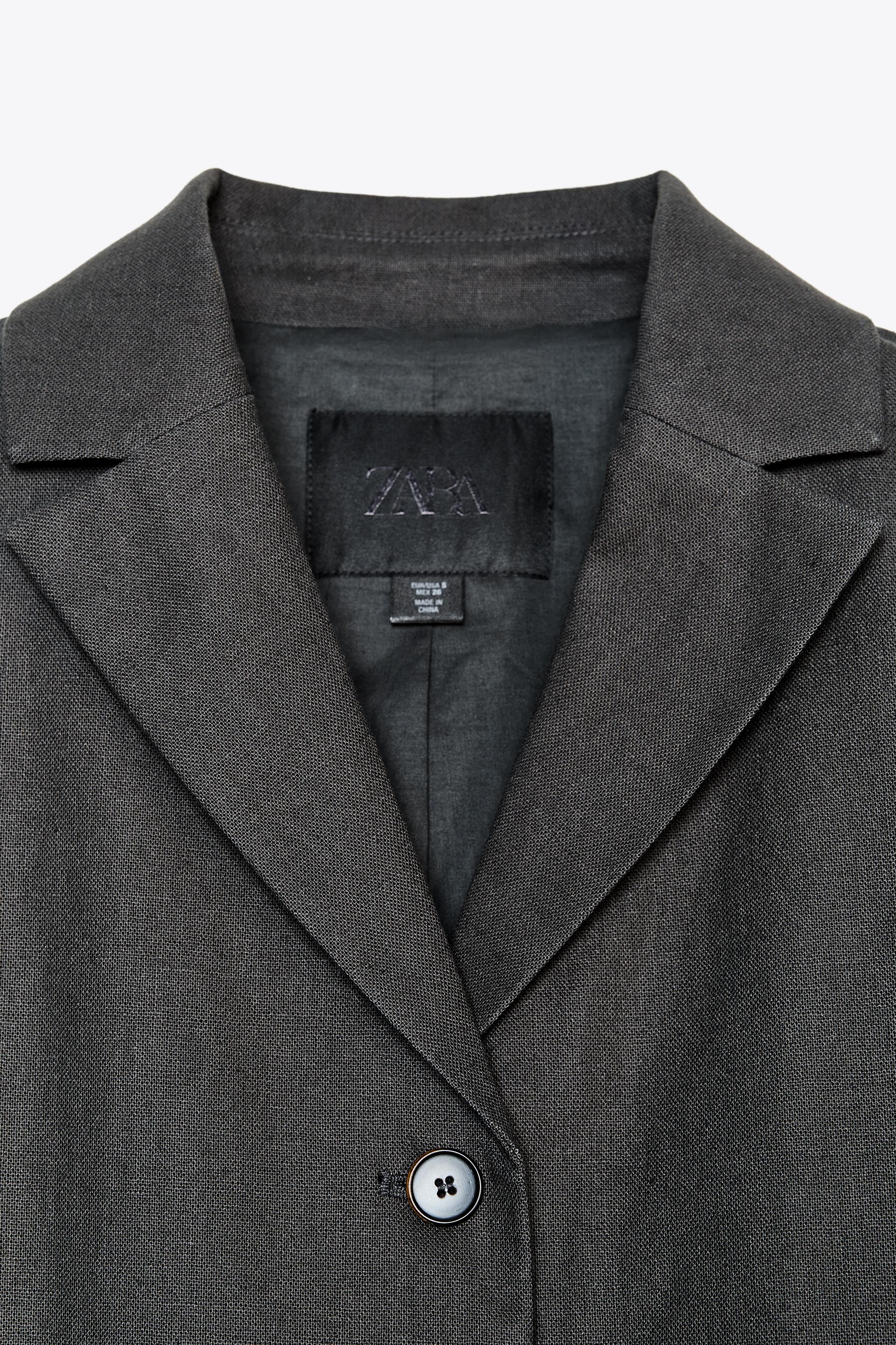 ZW COLLECTION LINEN FROCK COAT - Anthracite grey | ZARA