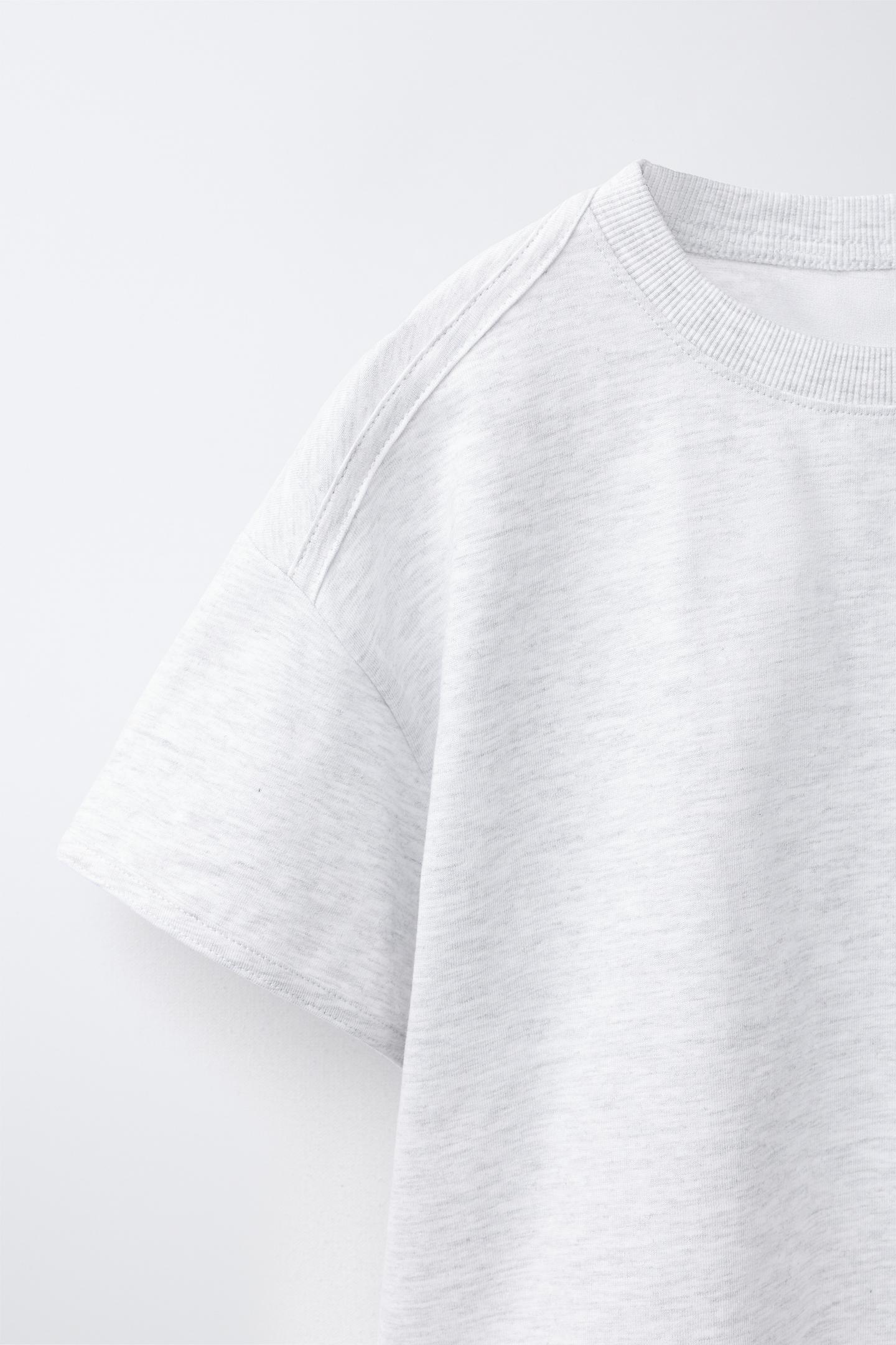 Детская футболка Zara Plain, цвет: Серый меланжевый — фото 4