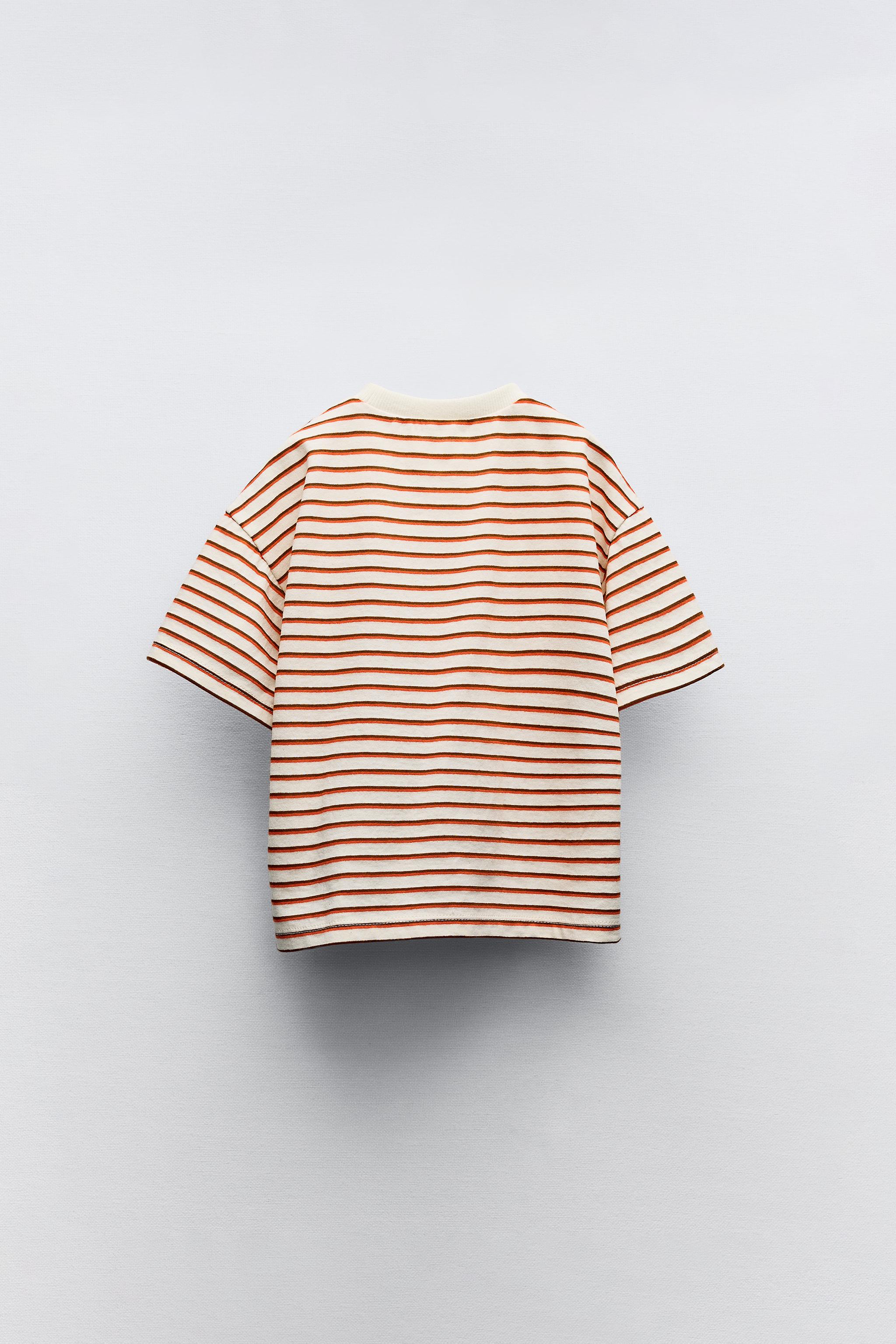 Orange white striped t shirt best sale