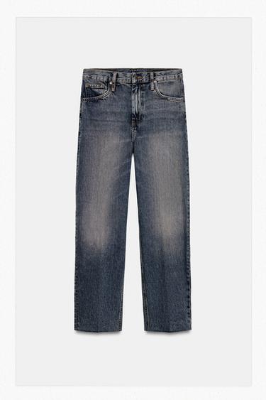 Zara ZW COLLECTION TAPERED MID-RISE JEANS - Blue