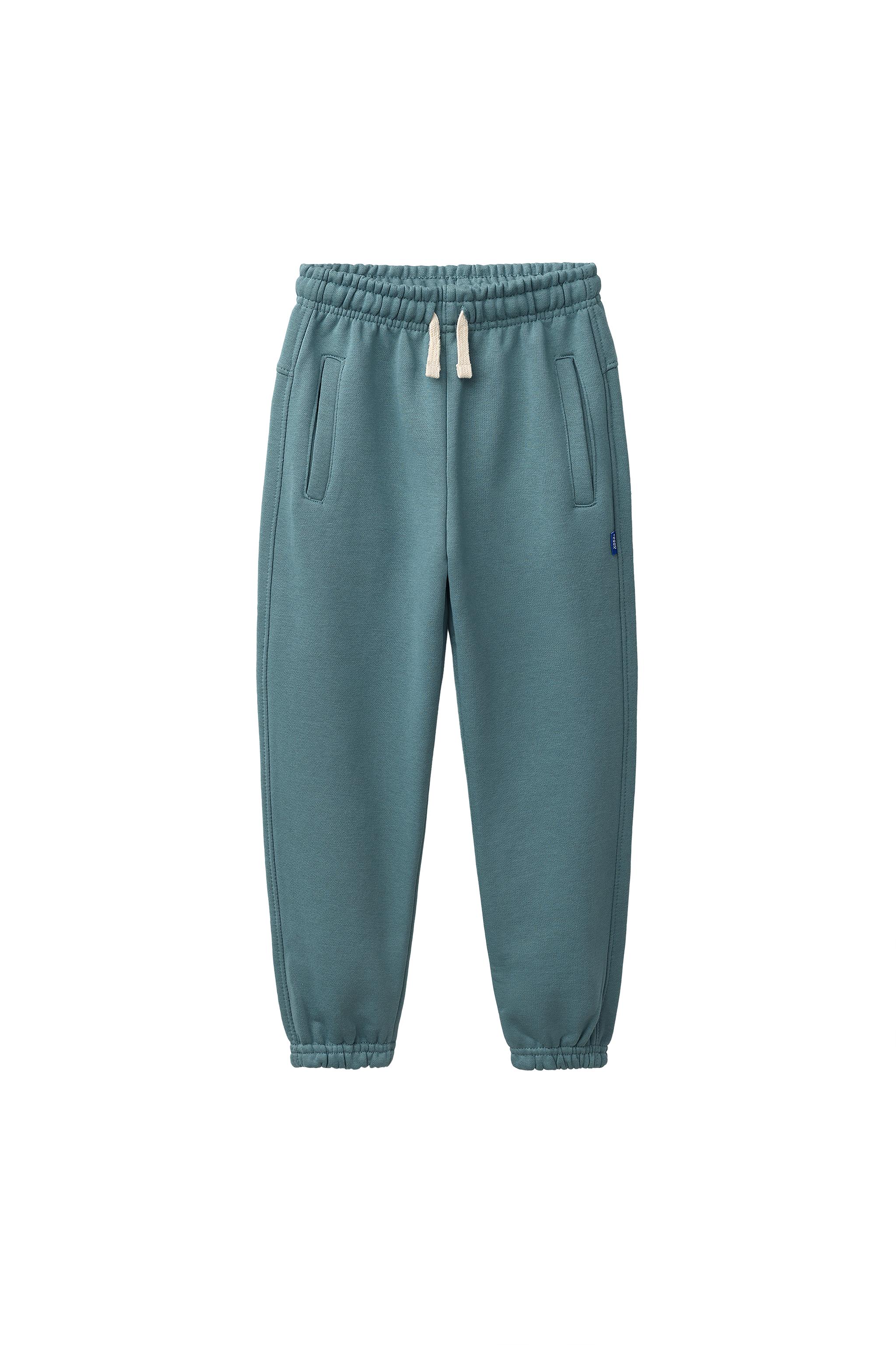 PANTALON DE JOGGING EN MOLLETON UNI AVEC ÉTIQUETTE