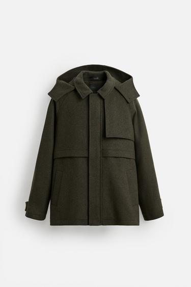 WOOL-BLEND REGULAR FIT PARKA - Khaki by Zara - Image 0