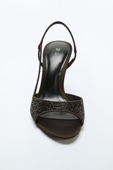 SHINY DETAIL HEELED SANDALS - Brown by Zara