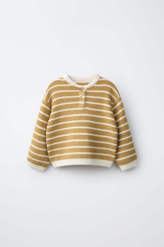 STRIPED KNIT JUMPER - Ochre by Zara - Image 0