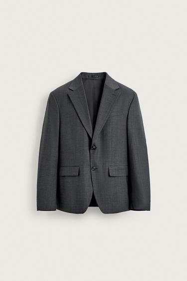 Zara REGULAR FIT PINSTRIPE SUIT BLAZER - Gray
