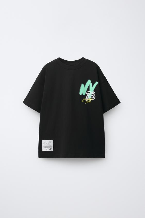 CAMISETA ESTAMPADO GRAFFITI - Negro de Zara - Imagen 0