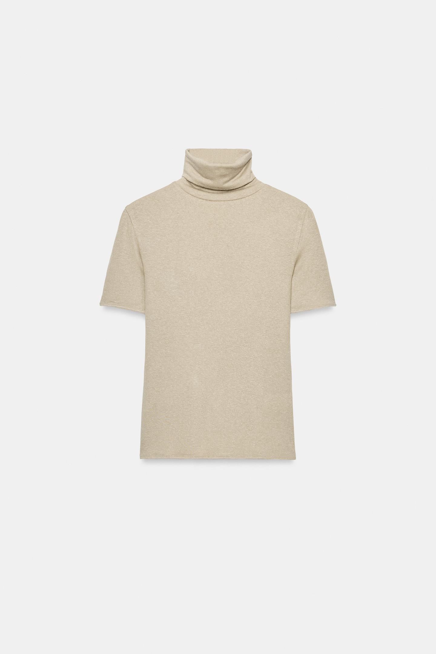 Женская футболка Zara Short Sleeve, цвет: Бежевый — фото 5