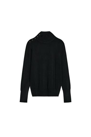 JERSEY PUNTO BOTONES - Negro de Zara