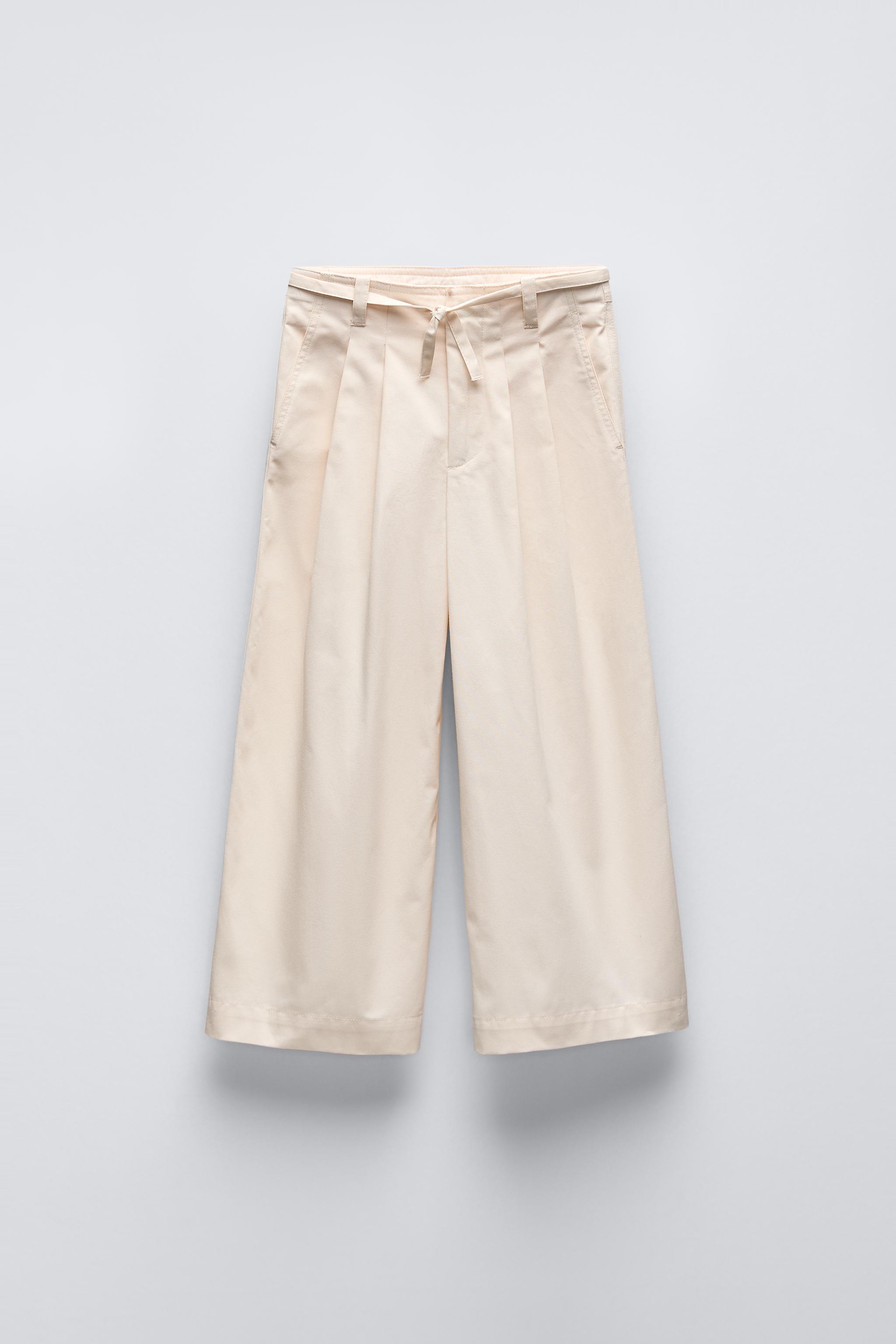 Pantalon pinzas cinturon zara sale