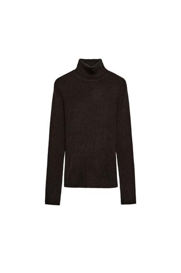 WOOL HIGH NECK JUMPER - Chocolate by Zara