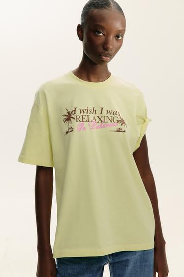CAMISETA ESTAMPADA TEXTO - Amarillo de Zara