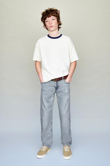 ДЖИНСЫ ПРЯМОГО КРОЯ С РАЗРЕЗАМИ — СИНИЙ от Zara